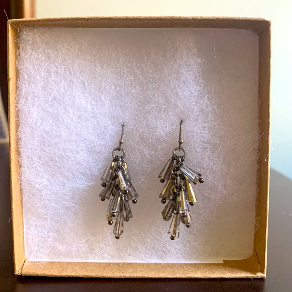 Pretty Gray Bead Dangle Earrings
